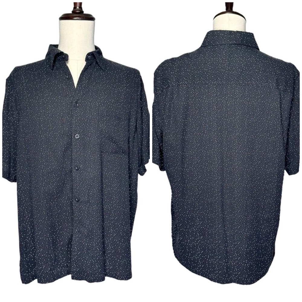 Vintage Silk | Men | Dark Sprinkle Confetti Relaxed Button Up Shirt | Large